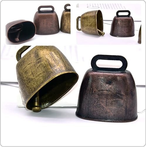 Vista 15 de GANAZONO 8pcs Vintage Cattle Bells Copper Sheep Bell Pet Anti-Lost Ornament DIY Hanging Bell for Livestock