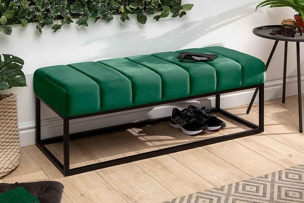 Upholstered Metal Bench for Living Room & Bedroom | Modern Velvet Seating Bench with Sturdy Iron Frame & Shoe Storage Rack | Entryway End of Bed Hallway Bench (Design 3)-picture-11