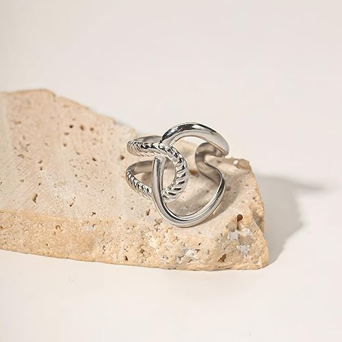 Miniatura 291 de 925 Sterling Silver Ring Minimalist Adjustable Rings Band Handmade Rings for Women Girls