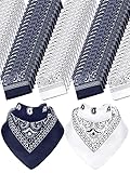 Zhanmai 48 Pcs Bandanas Multi Purpose Bandanas Handkerchiefs for Women Cowboy Men Bandana Paisley Bandana, 21 x 21 Inch (White, Navy Blue)