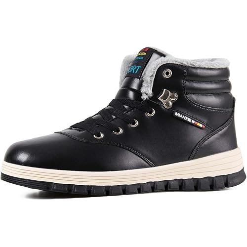 WateLves Mens Womens Snow Boots Winter Anti-Slip Ankle Booties Outdoor Slippers Slip On with Warm Fully Fur Lined