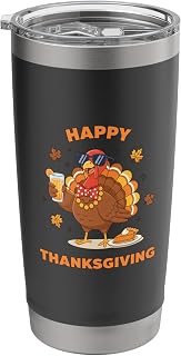 Happy Thanksgiving Cool Turkey, Pumpkin Pie, Drink & Sungl Stainless Steel Insulated Tumbler