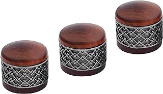 Guyker 3Pcs Red Sandalwood Potentiometer Control Knobs Dia. 6mm (0.24") Shaft Pots - Window Decorations Around Dome Speed Tone Volume Knob Guitar Bass - Antique Silver