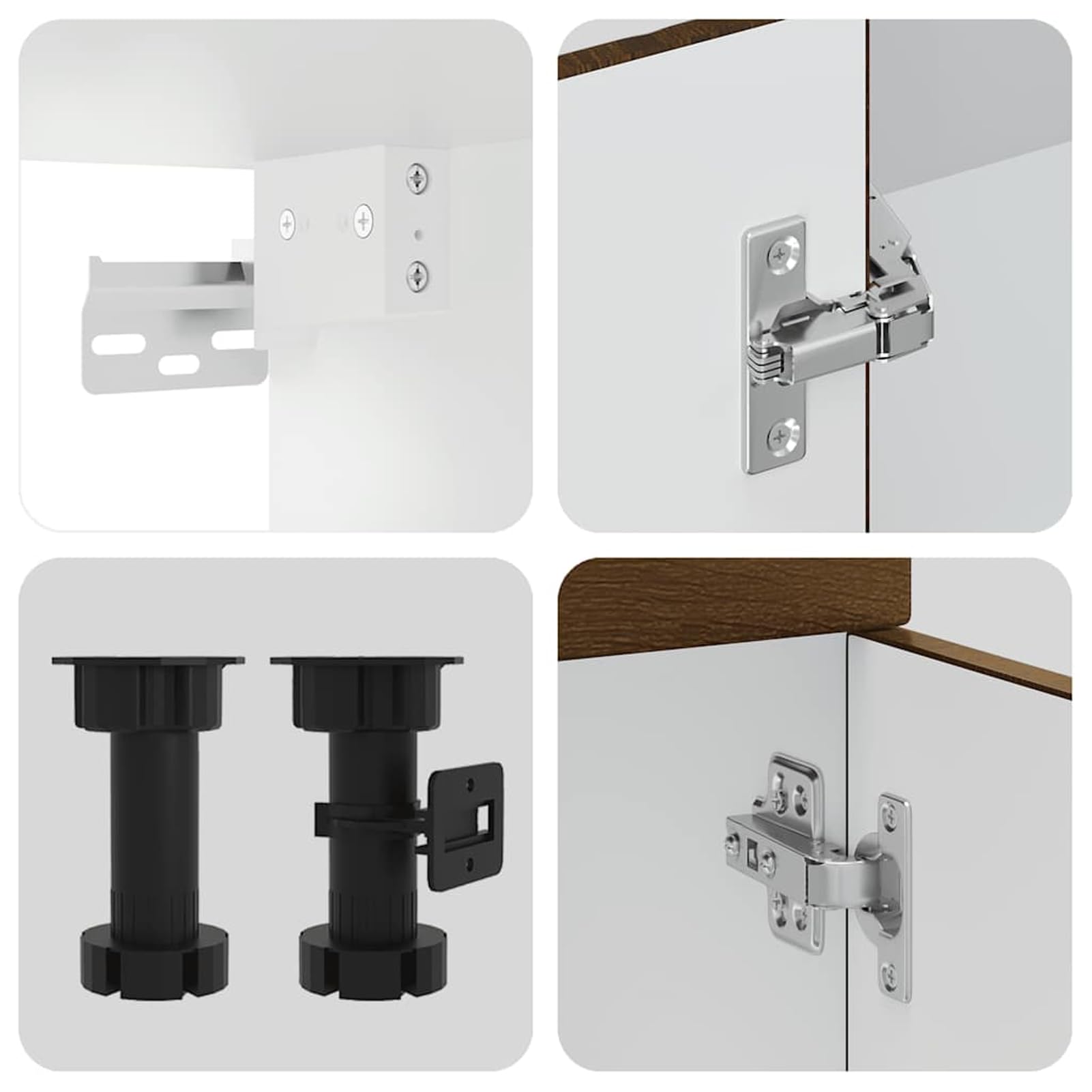 Homgoday Porto Küchenzeile 11-teilig mit Spüle & H?ngeschr?nken, Braun Eichen-Optik, Holzwerkstoff & Glas, 80-80 cm (B x H) Model3314968