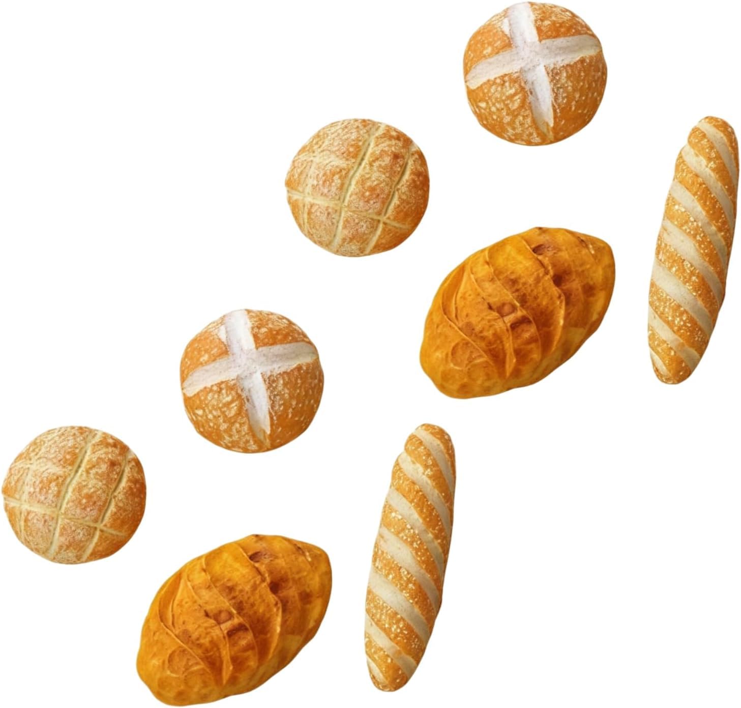 8Pcs 1/12 Miniature Bread Resin Dollhouse Decoration Mix Bakery Bread Mini House Food Decoration Accessories