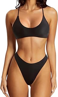 Women Cute Shirred Bandeau Bikini Sets Off Shoulder 2 Pieces Swimsuit