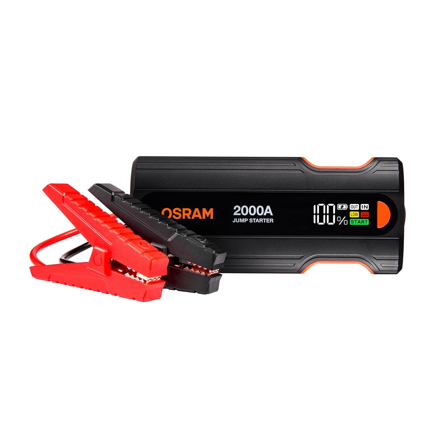 OSRAM BATTERYjumpstart 2000, arrancador de litio de 12 V, arrancador de batería, 2000 A, batería externa USB-C, para motores de gasolina de hasta 8 L y motores diésel de hasta 4 L.