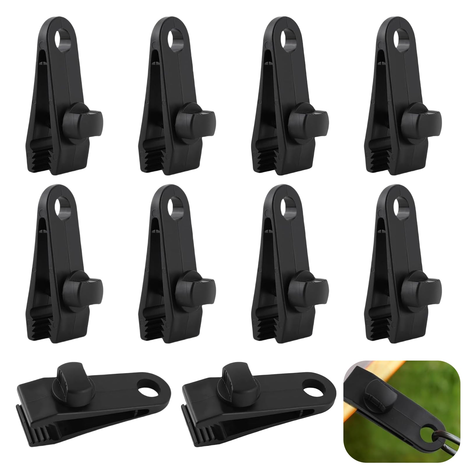TenaLucy Lot De 10 Clips De Bâche Robustes – Pinces Crocodile Pour Tentes, Piscines, Auvents, Bannières – Fixation Solide Et Antidérapante (Noir)