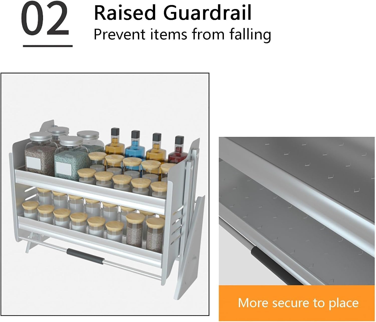 Oberer Küchenschrank-Organizer zur Wandmontage, ausziehbares Tablett für Teller, Geschirr, Gewürze, einfarbig, 46 cm