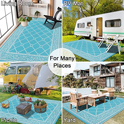 Hebe Outdoor Rug For Patios Clearance 5'X7' Waterproof Patio Mat Reversible Plastic Camping Rugs Geometric Doormat Outside Area Rug Carpet For Rv, Porch,Deck,Camper,Balcony,Backyard #TOP2