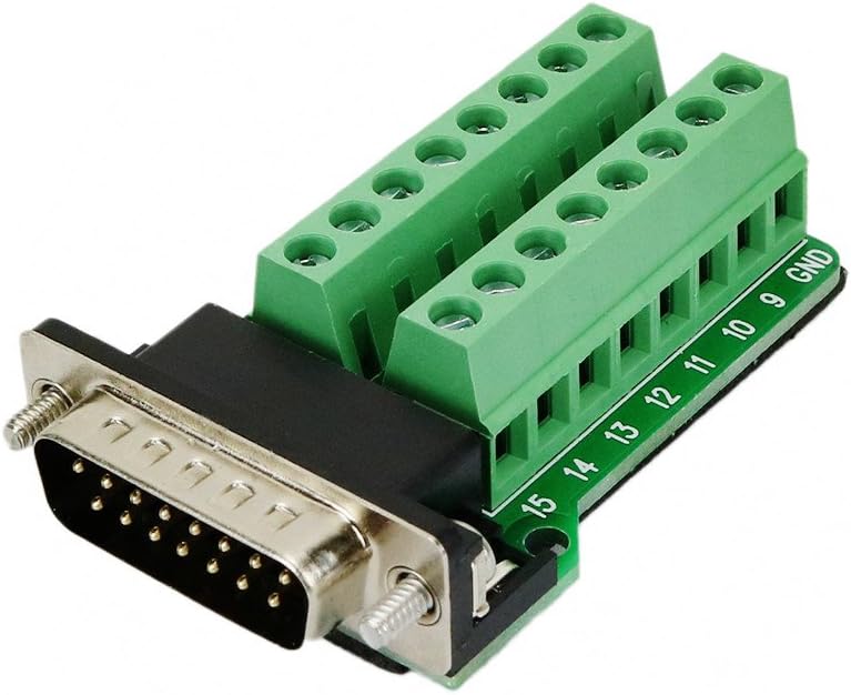 D-SUB DB15 Male 15 pin to Terminal Breakout Board Connector with Screws