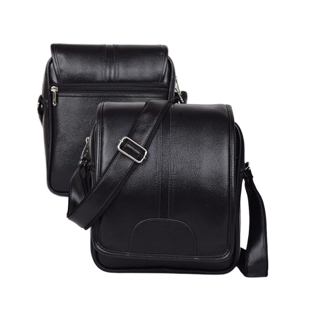 PU Synthetic Leather Stylish Sling Bag Cross Body Travel Bag Business Office Messenger Bag Fathers day gift idea, Gift for men & Women, Valentine day gift for men (Black)-image-47