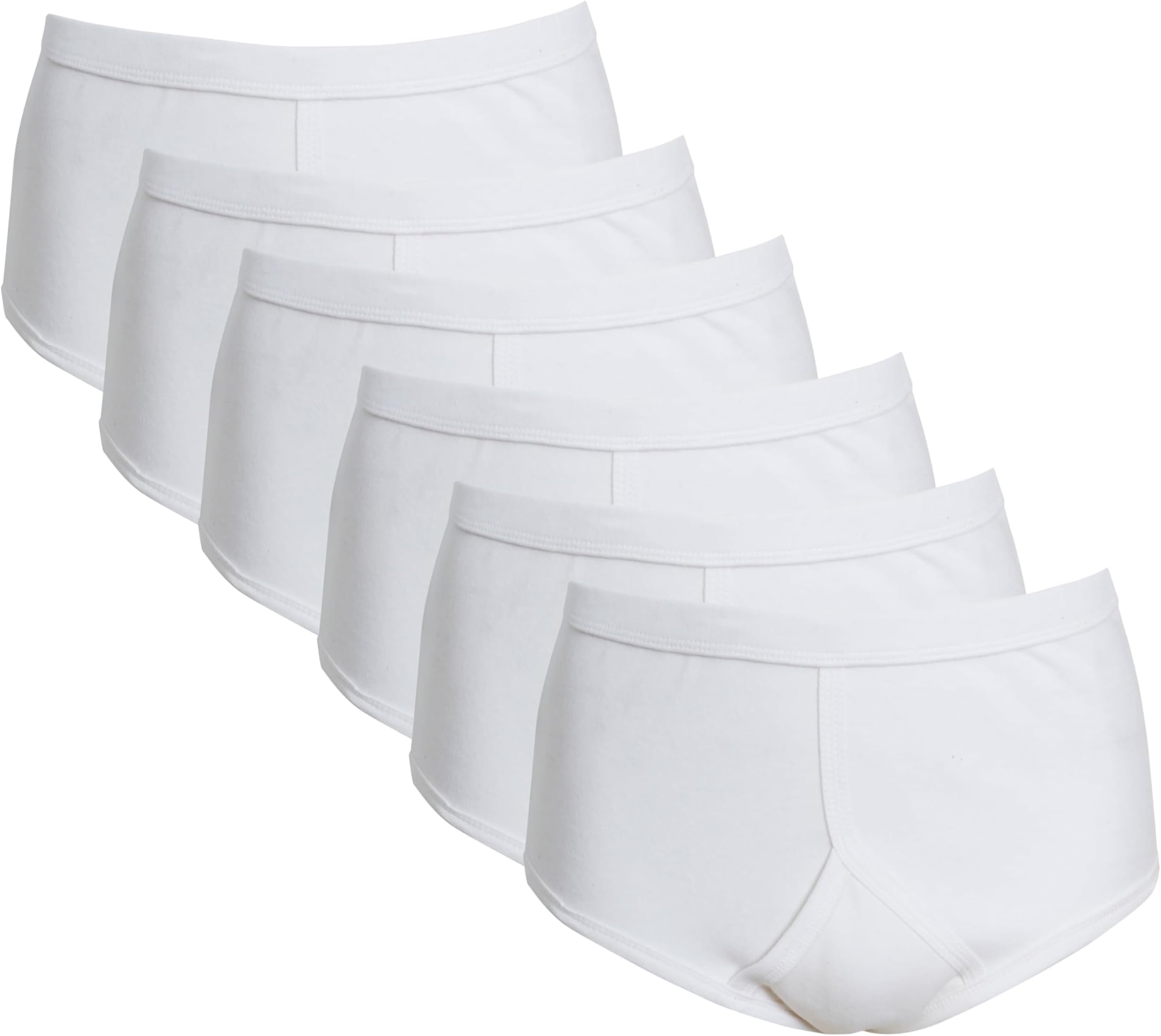 6 Pairs Mens Briefs White Y-Fronts Underpants, 100% Pure Cotton Brief Underwear S-5XL
