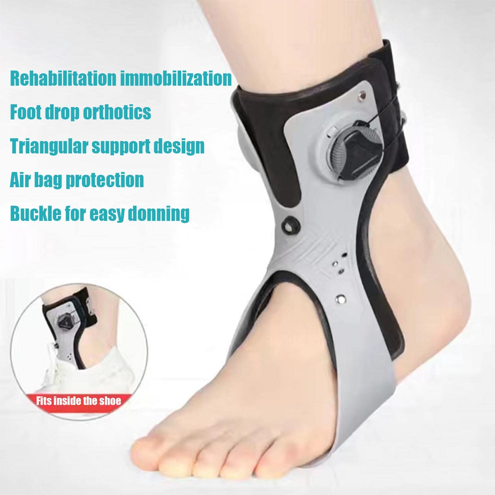 Ortesis para pie caído, ortesis para pie caído, ortesis de tobillo, soporte para hemiplejia, calzado para accidentes cerebrovasculares, estabilizador de pie para caminar, talla A/derecha-grande