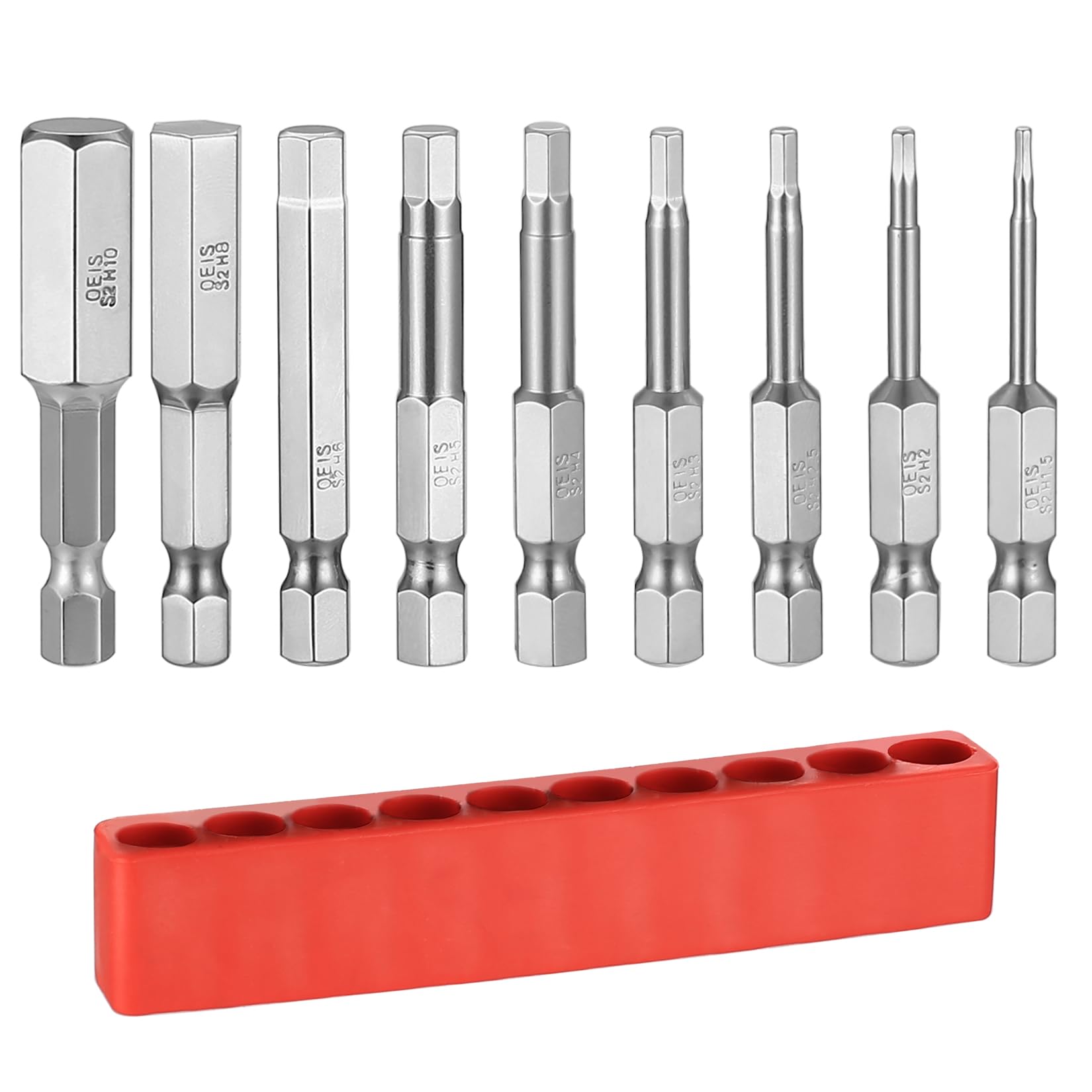 Set 10 Inserti Per Avvitatore Professionali MONTERAL PH2 X 50 Mm – Acciaio Legato S2, Gambo Esagonale 1/4, Standard DIN 3126
