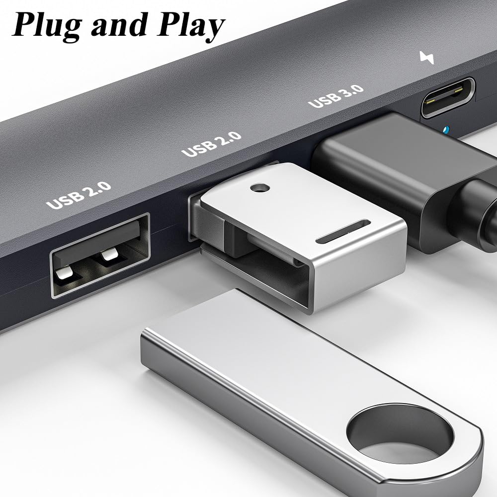 Hub USB C 5 w 1 z HDMI 4K, adapter PD 100 W, szybkie ładowanie typu C, wieloportowy konwerter USB C, kompatybilny z Windows, MacOS, Linux; obsługuje MacBook Air/Pro/M1/M2