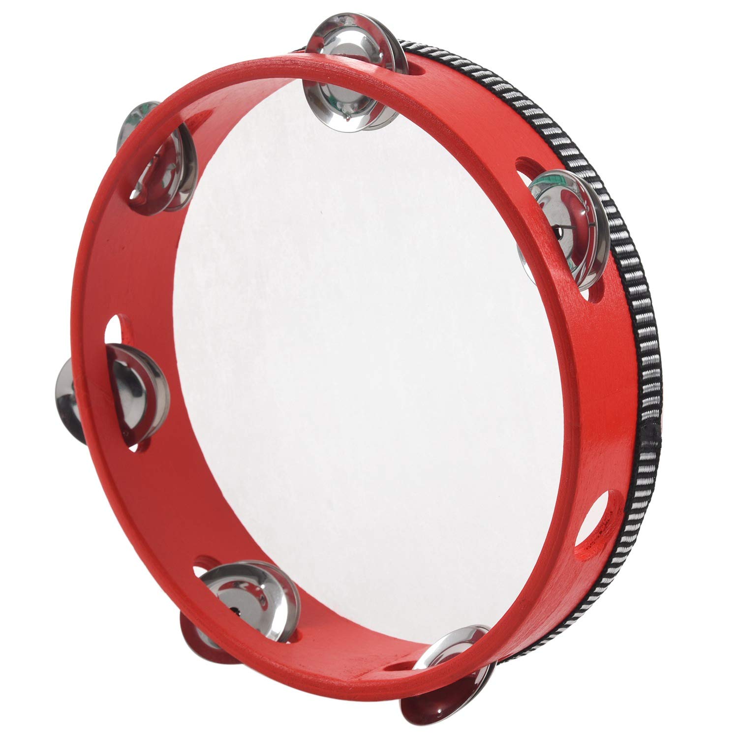20 cm muzyczny tamburyn tamborine bęben okrągły perkusyjny prezent na imprezę KTV czerwony