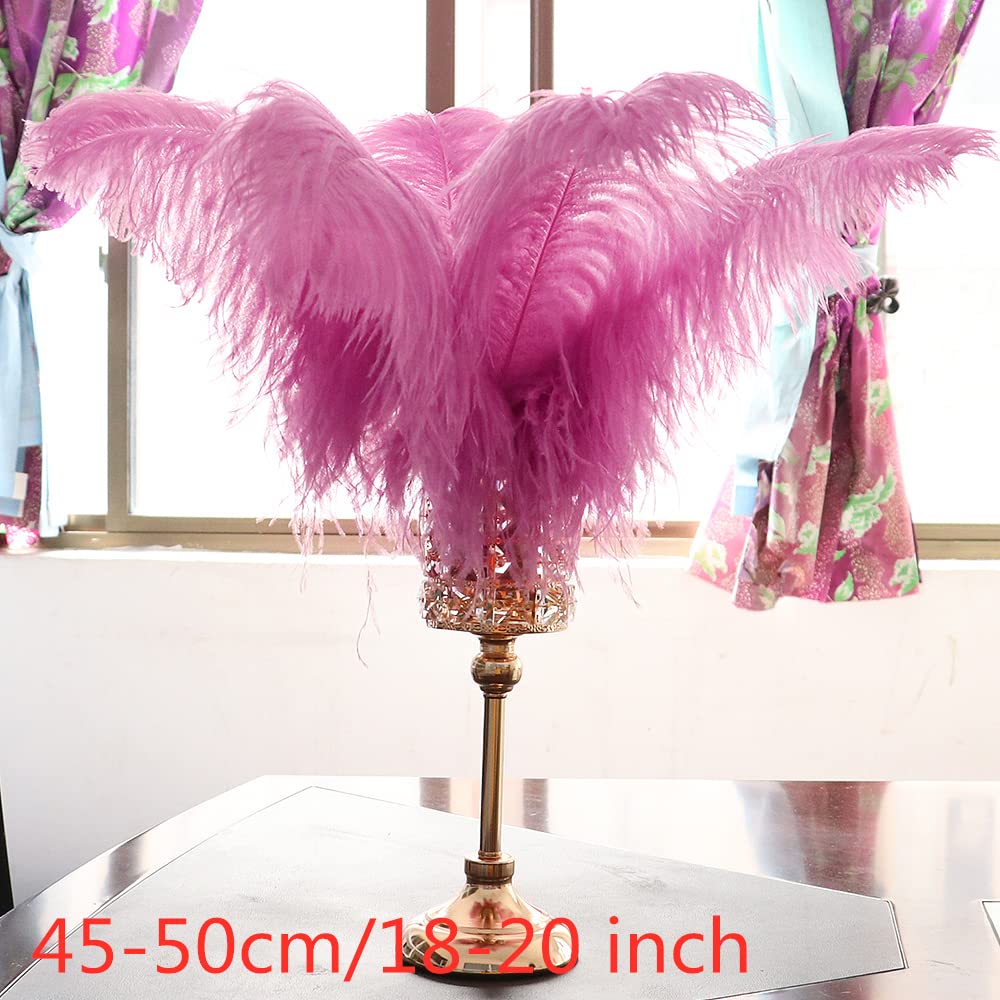 Pluma de Avestruz Dorada de 10 Uds., Pluma de Avestruz de Poste Duro para decoración de jarrones, Centro de Mesa de Fiesta en casa, Plumaje de 15-60 CM de Longitud