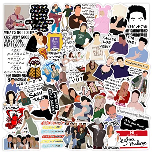 Image of CodersParadise Waterproof Friends-Themed Stickers - Residue-Free Vinyl Decals for Laptop, Journal, Bike Helmet, Diary, Guitar & Mobile Case (Pack of 52)