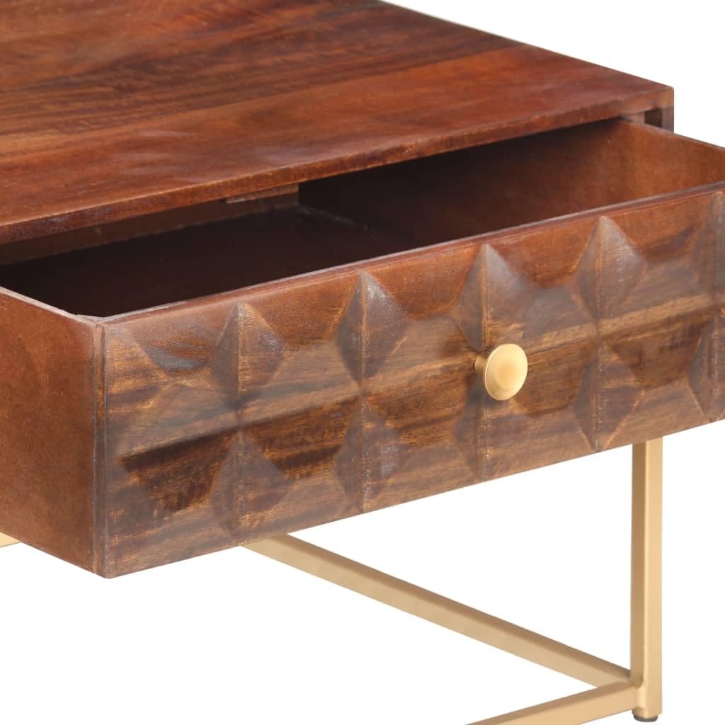 Tavolino Caffè 112x50x40 cm Legno Massello Mango 2 Cassetti