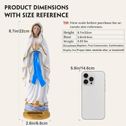 Miniatura 27 de Estatua de la Virgen María de resina de 12 pulgadas, figura de la Madre María católica, estatua de Virgen Nuestra Señora de Gracia, decoración