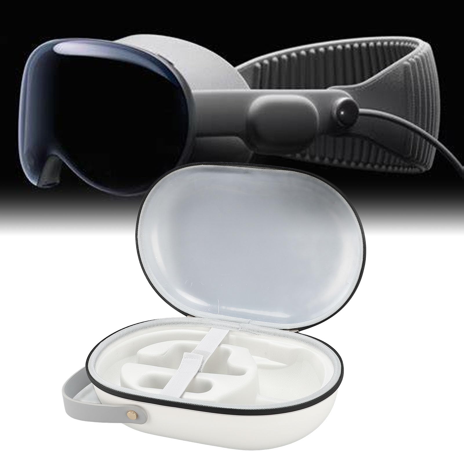 Hartschalen Tragetasche, Kompatibel mit Vision Pro VR Gaming Headset Zubehör, Harte Reisetasche mit Transparenter Schale für Vision Pro, Staub- und Wasserabweisendes Eva PC
