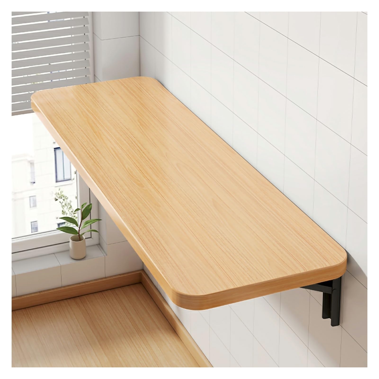 Wandmontierter Klapptisch, S-sparend, schwimmender Tisch für Zuhause, Büro, stabile Tragfähigkeit, ideal für Boo-Fotos und Vasen, Holzfarbe, 60 x 20 cm / 23.6x7.8in