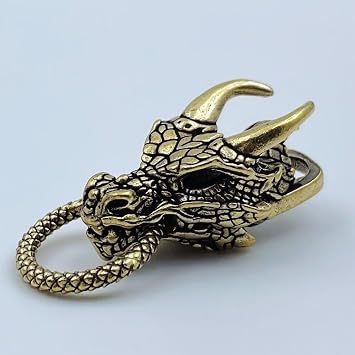 Vintage Brass Dragon Head Keychain Paracord Bracelet Buckles Charms Pendant for Bracelet Braided Crafts Diy Accessories
