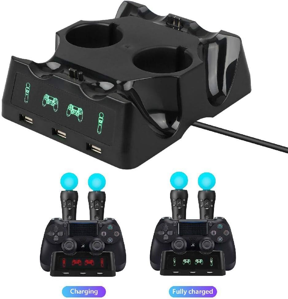 4 in 1 Controller Charging Dock Stand for Pro Charger Charging Station for PS4/PS4 VR