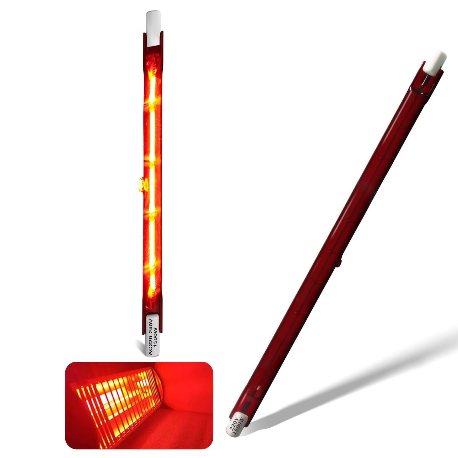 Infrared Heat Lamp Bulb 1500W, 254mm Quartz Halogen Bulb Dimmable, 1500lm, 1500W R7S Infrared Heating Light Bulbs, 220V Ruby Heater Bulbs for Heatmaster U3 Heater, No Flicker, 360° Beam Angle, 2 Packs