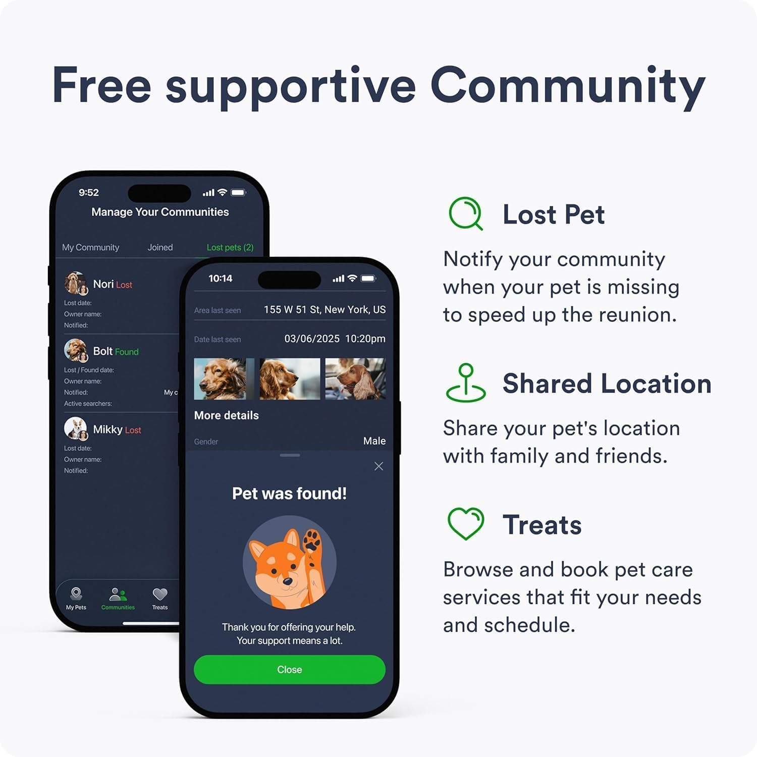 Set di 2 localizzatori GPS per cani, dispositivo di localizzazione in tempo reale con app, avvisi intelligenti e geo-recinto, compatibile con collare, impermeabile, batteria a lunga durata, iOS e