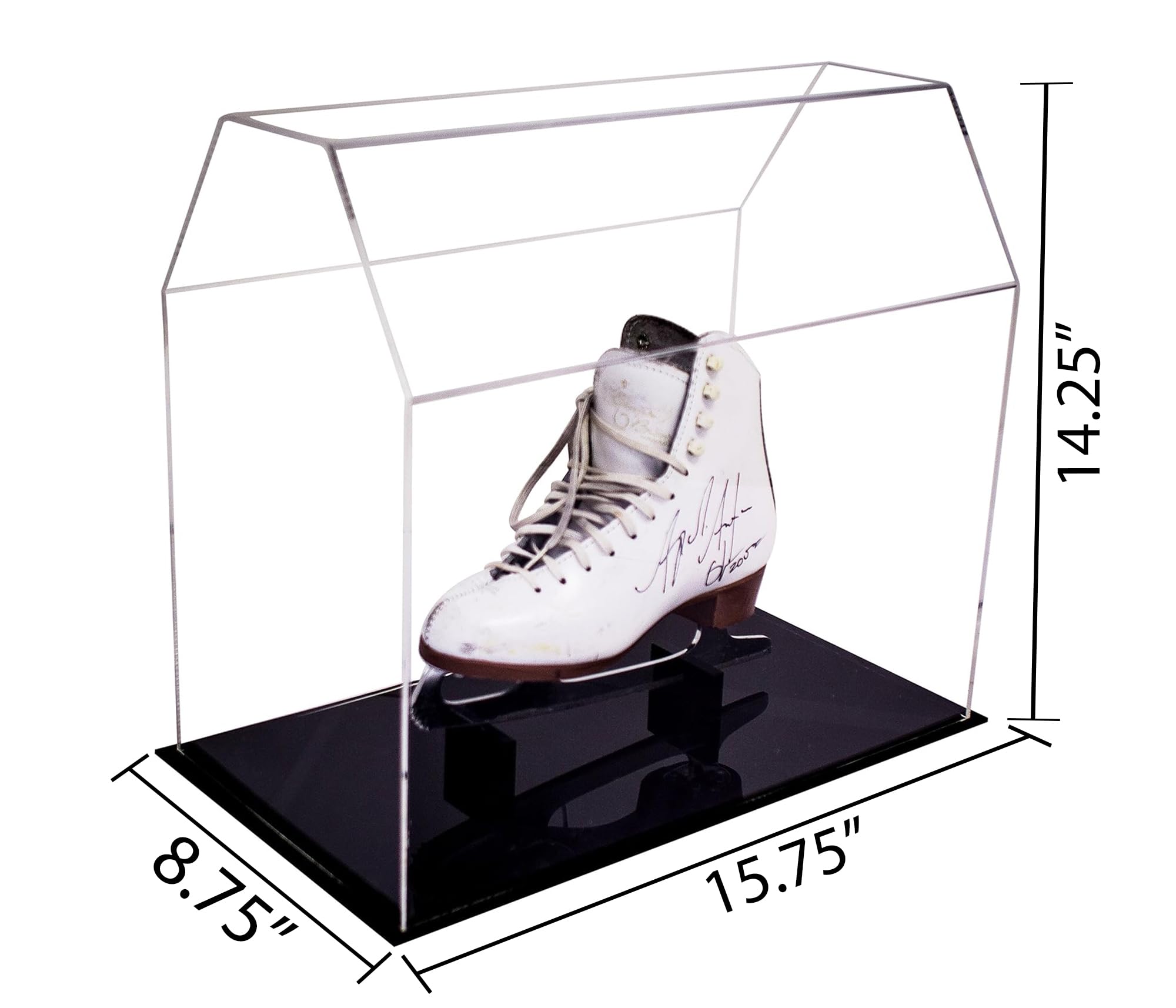 Better Display Cases Clear Acrylic Skate Display Case for Ice Skate Hockey Skate with Black Base (SP06/A022-BDS)