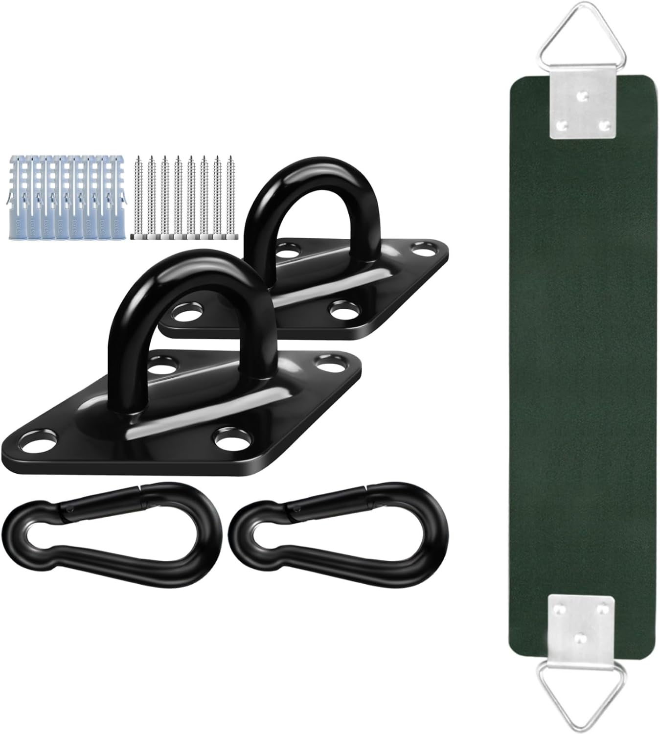 Swing Seat with Metal Triangle Ring Green Bundle with GAMKII Swing Hanger