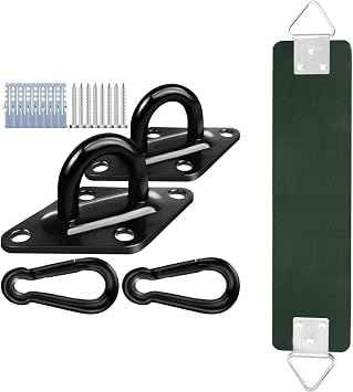 Swing Seat with Metal Triangle Ring Green Bundle with GAMKII Swing Hanger