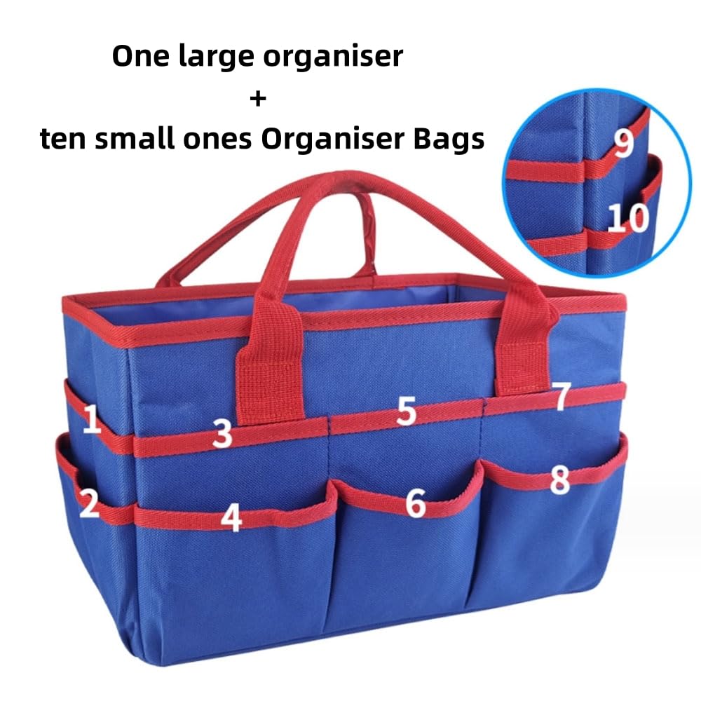 Oaygat Desktop Storage Tote Bag Art Tool Organizer Carrier Stationery Organizer Bag Desktop File Folder Tote Art Craft Supplies Storage Foldable Teacher Tool Carrier Office Desk Craft Tote Bags - Image 3
