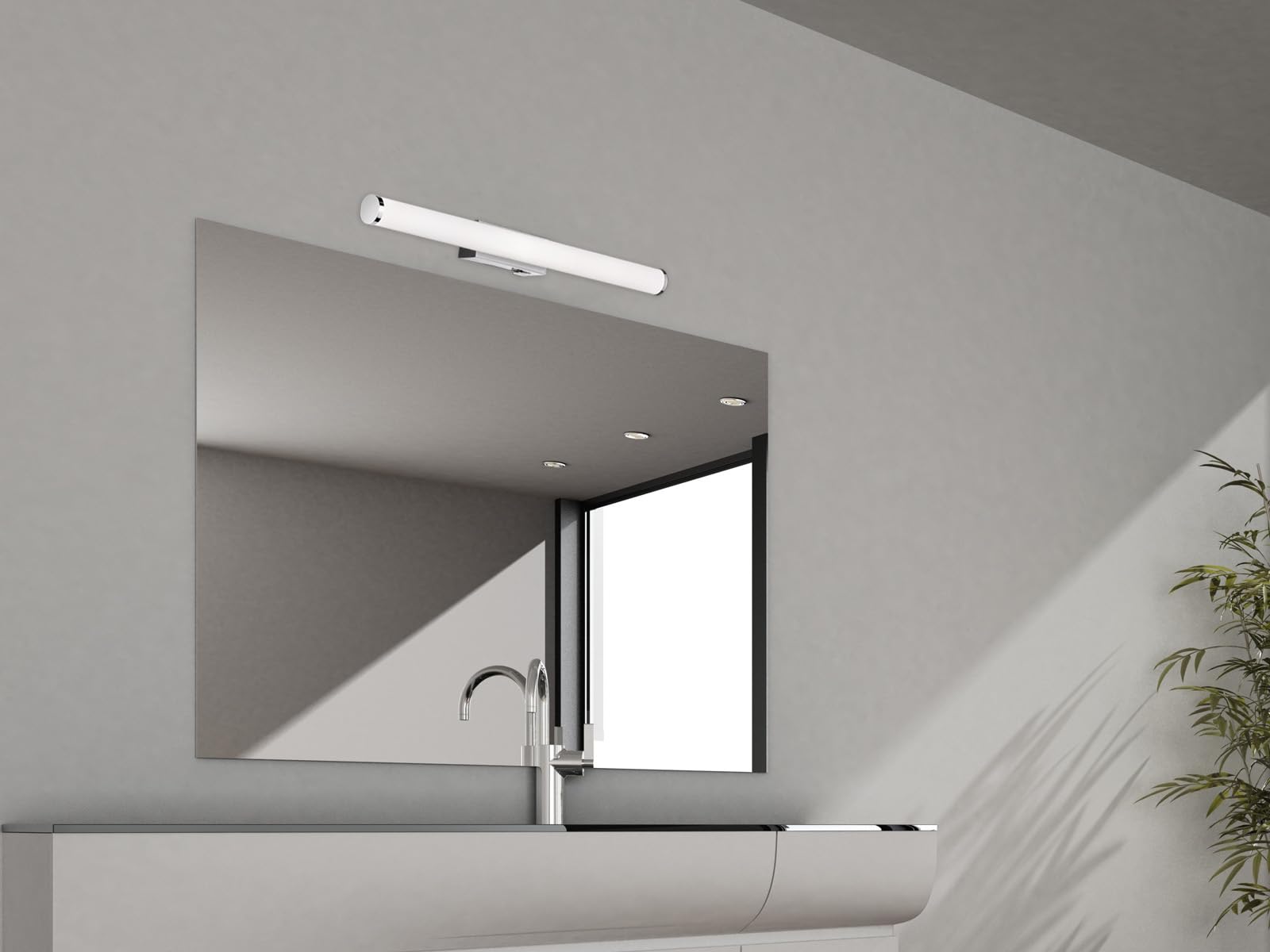 2er SET Bad Wandleuchten mit Schalter in Silber Chrom, Breite 60cm
