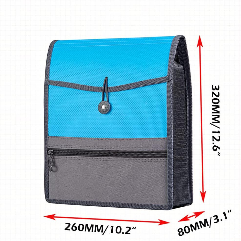 Expanding File Folder Document Organizer with Elastic Cord & Button Closure, 3.5" Expansion, Letter A4 Expandable File Folder with Zipper Closure for Home School Office Organization，4 Pack