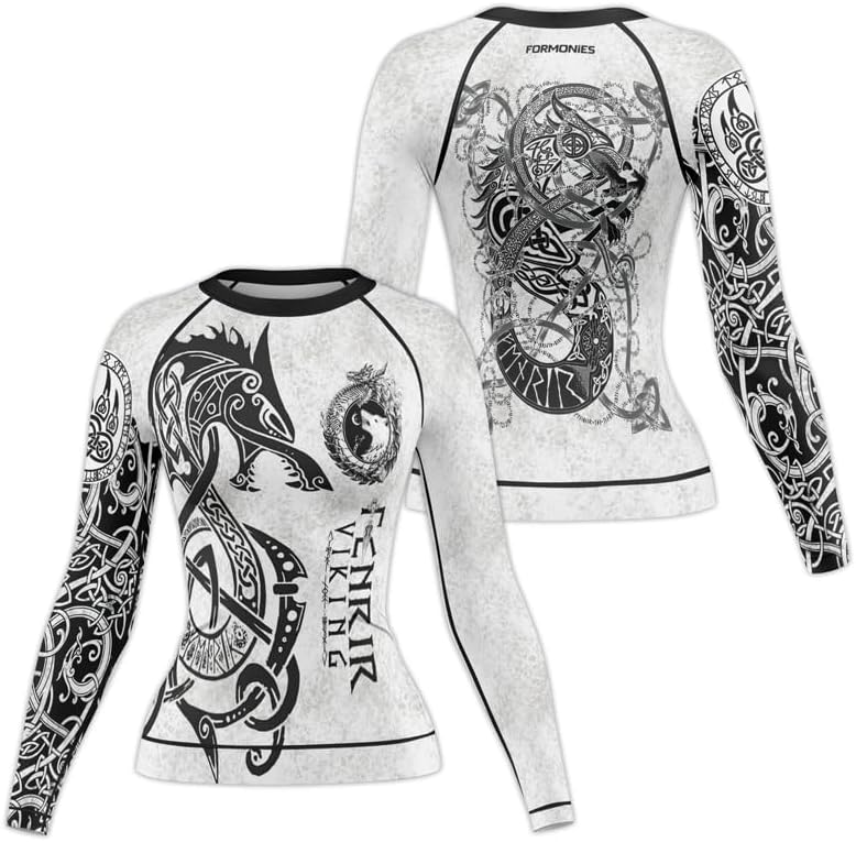 Viking Women's Rash Guard Shirts Long Sleeve Compression Fightwear Tops for BJJ MMA