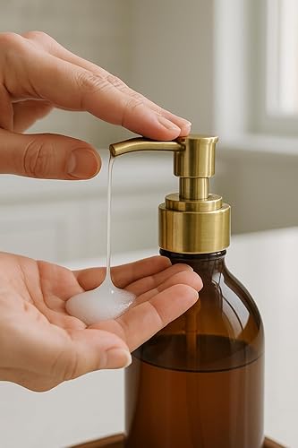 Miniatura 3 de Juego de dispensador de jabón para manos y platos con bandeja de bambú, botellas recargables para jabón de manos y jabón para platos, organizador de