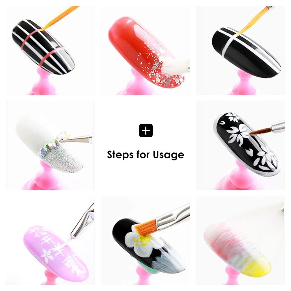 Juego de 8 Pinceles para manicura y Gel, Pinceles acrílicos para uñas, Herramientas para esmaltes de Gel NKit.,