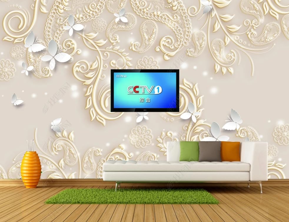 Papier peint intissé pour cacher les défauts du mur salon relief 350x256cm