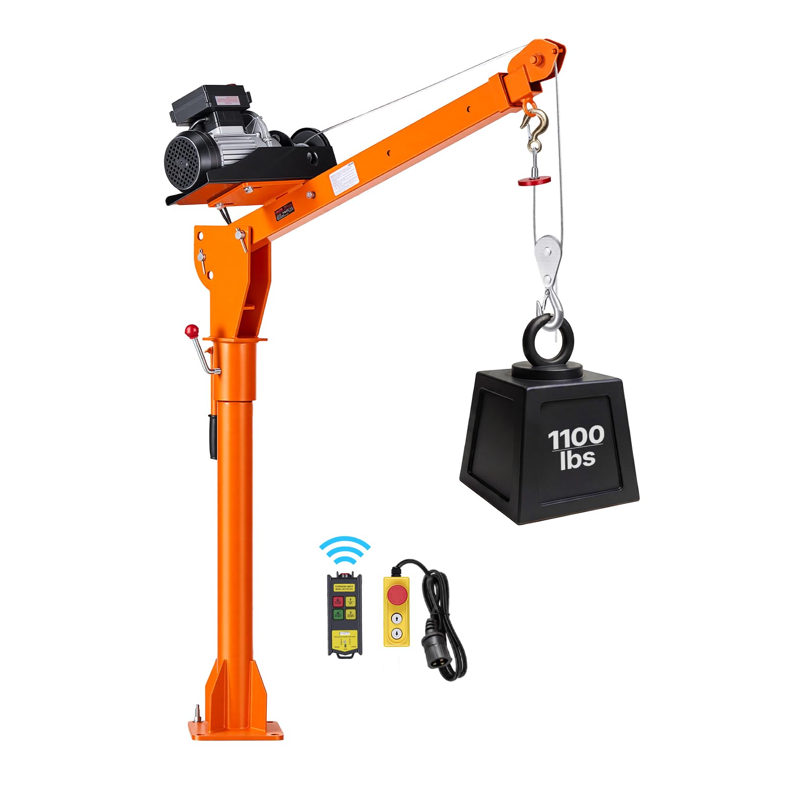 VEVOR Pickup Kran mit 499kg Tragkraft, Ladekran mit PA800 Elektrischer Seilwinde, Hebekran mit Verstellbarem Teleskopausleger 360° Drehkranz & Fernbedienung, Hebezeug für Bauindustrie Forstwirtschaft
