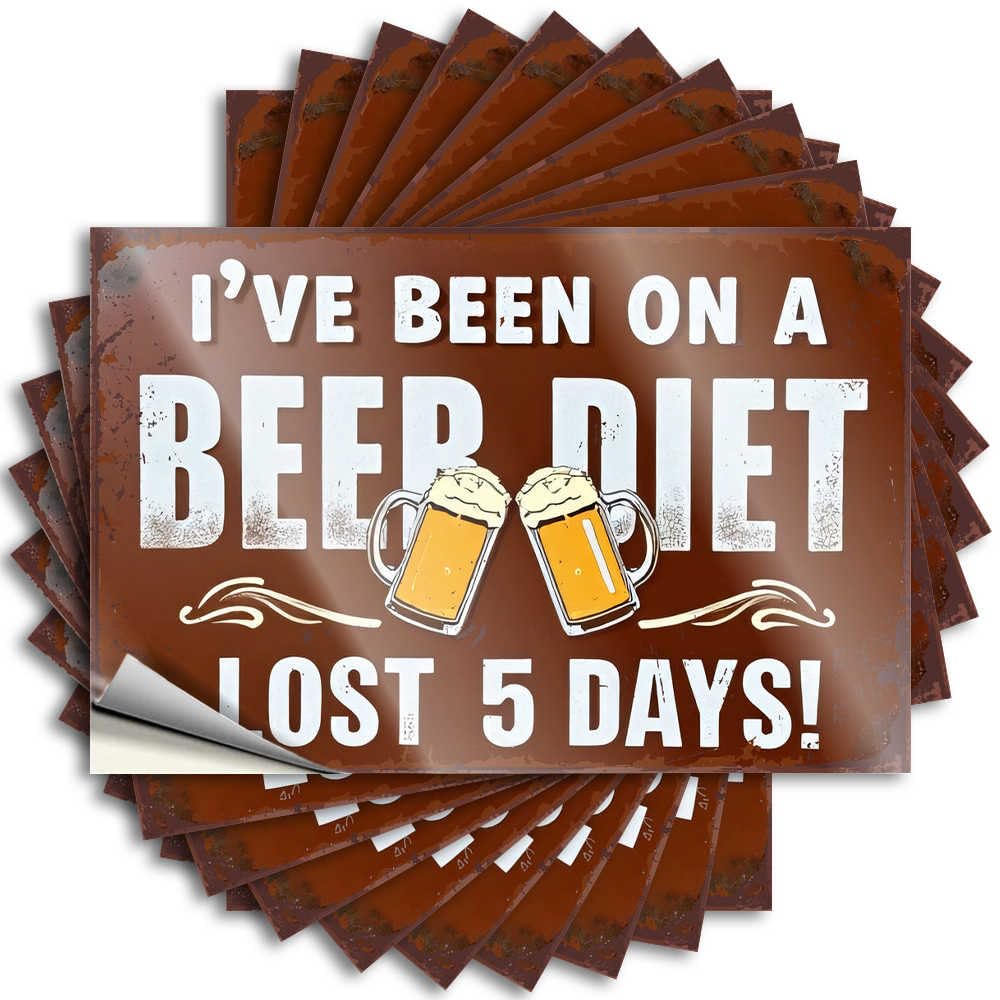 Work Helmet Tattoos | Beer Diet Success: 5 Days and Counting! Big Durable Vinyl Sticker Easy Apply for Hunting(12X18CM)
