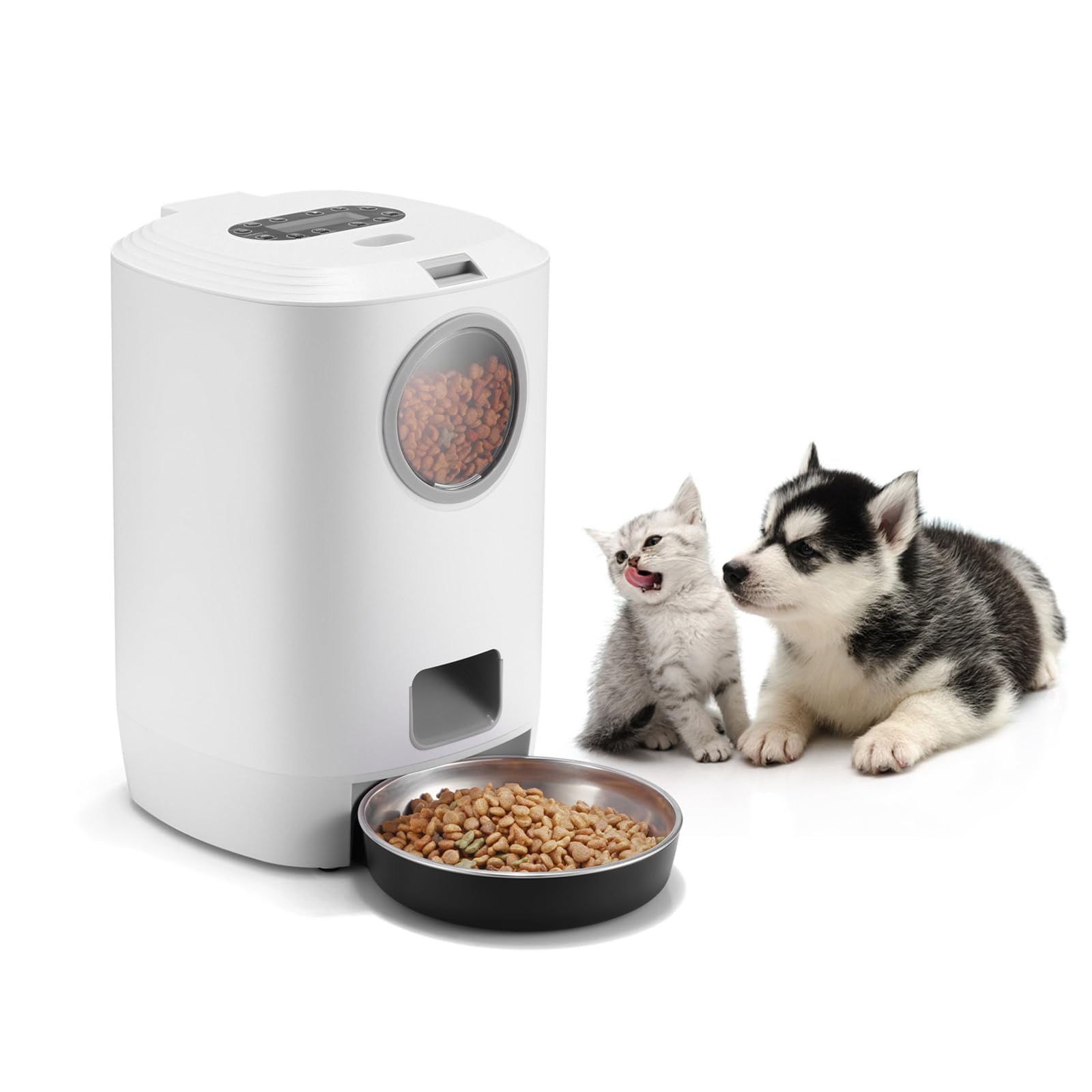 ERICAT Comedero Automático para Gatos, Dispensador De Comida para Perros con Temporizador Programable, Recordatorio De Grabación De Voz De 10s Y Cubo De Comida Extraíble, para Gatos, Perros Grandes