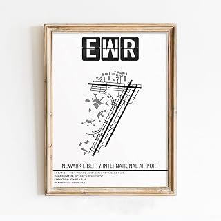 Modern Poster of EWR Newark Liberty International Airport (2) | 11x17 12x18 16x24 24x36 Unframed Print Wall Art | Minimal Traveler Gift | Minimalist Home Office Decor
