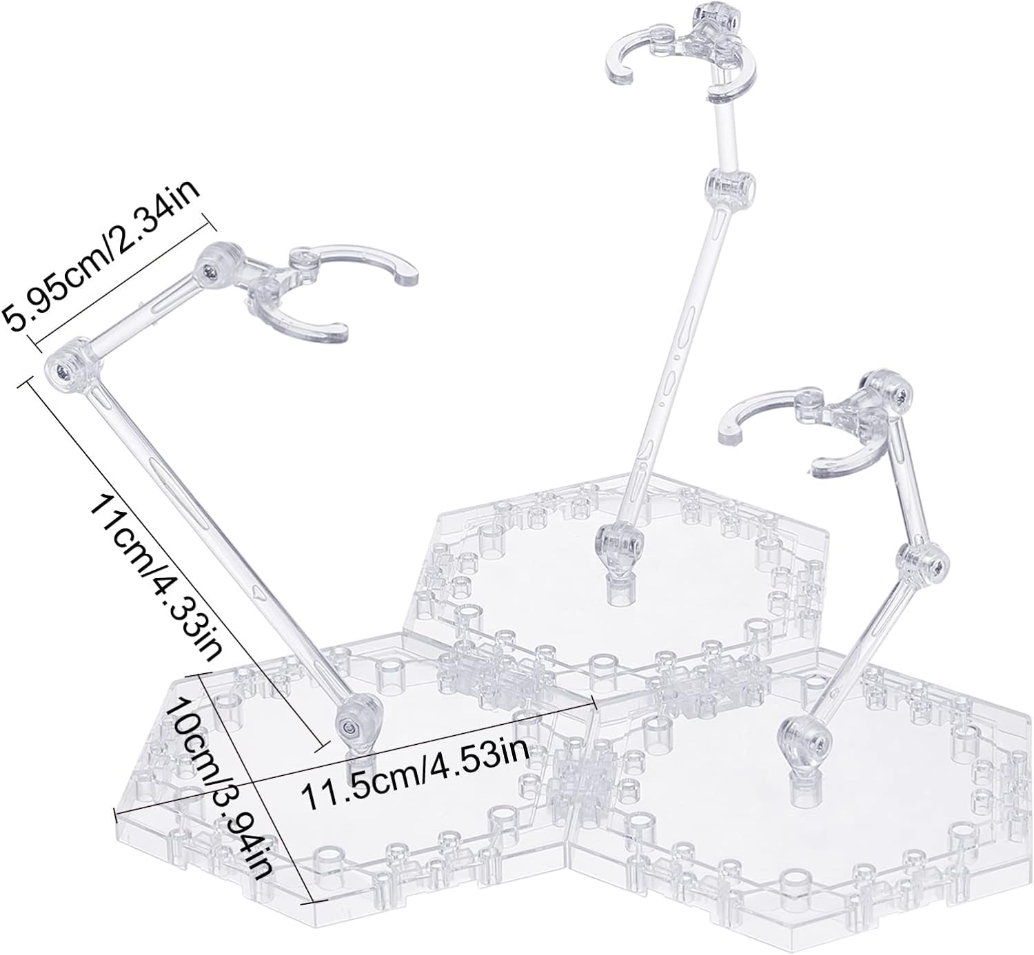 FINGERINSPIRE Action Figure Stand Model Stands 3 Person Fight Assembled Action Figures Stands Base Model Display Models Stand Compatible with HG/RG 1/144 Figures, Clear - Image 2