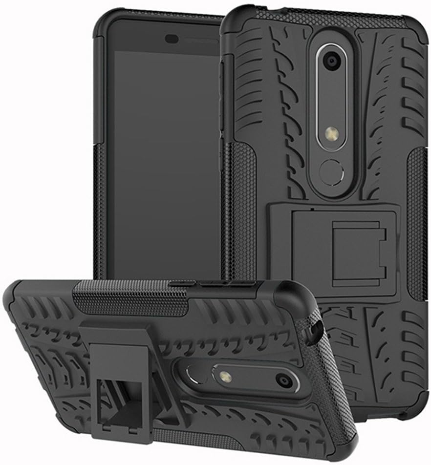 Nokia 6.1 Case,Nokia 6 2018 Case,Mustaner Dual Layer Shock-Absorption Armor Cover Full-Body Protective Case with Kickstand for Nokia 6 (2018) 5.5 Inch (Black)
