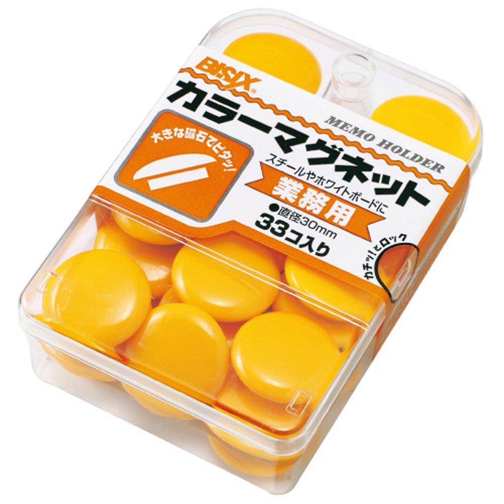 マグネット30色 Amazon | ミツヤ マグネット カラーマグネット 30mm 33個 黄 BX3-51-YL