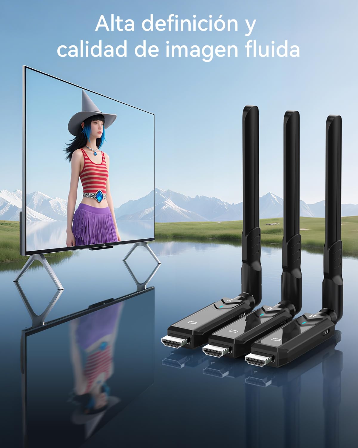 2026 Upgraded Transmisor HDMI Inalámbrico y Receptores, 1313 FEET/400M Transmisión Inalámbrica HDMI, Extensor inalámbrico 5G/1080P transmisión Laptop, cámara a TV, proyector, Monitor (Negro brillante)