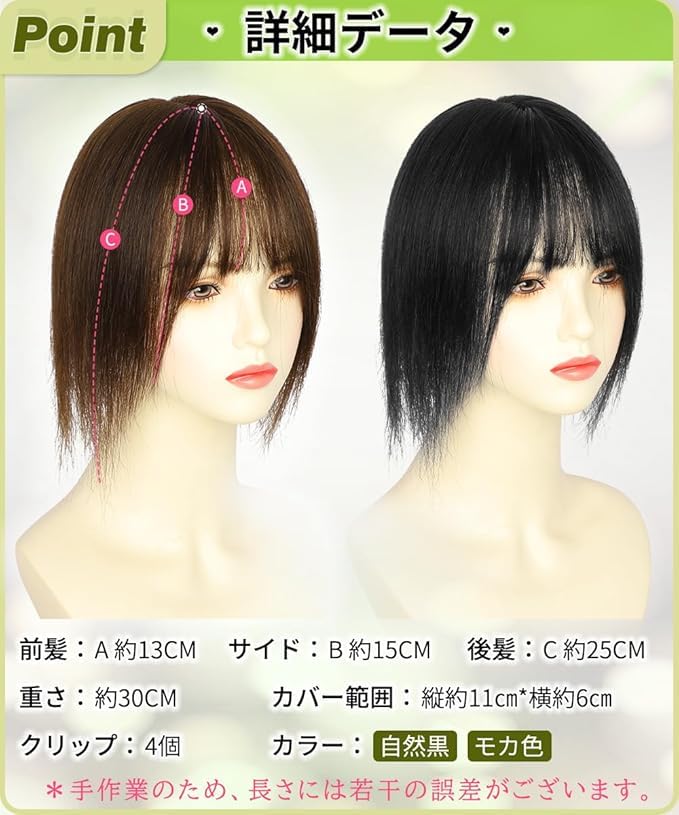 Amazon.co.jp: knnzk部分ウィッグ ヘアピース人毛 ポイントウィッグ